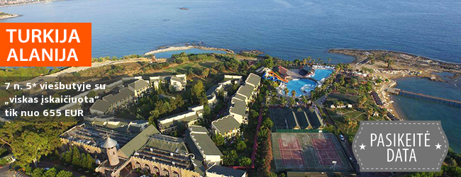 Praleiskite rudens atostogas pramogaudami su šeima ant jūros kranto TURKIJOJE! Savaitės poilsis erdviame 5* viešbutyje su „viskas įskaičiuota” maitinimu - tik nuo 418 EUR! Kelionės data: 2017 m. spalio 14 d.