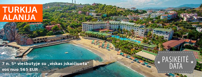 Turiningos atostogos žydros jūros pakrantėje TURKIJOJE - už puikią kainą! Savaitė 5* viešbutyje KEMAL BAY su „viskas įskaičiuota“ - vos nuo 326 EUR! Išvykimo data: 2017 m. gegužės 30 d.