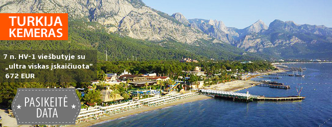 Nesibaigiančios pramogos žalumos apsuptyje KEMERE, Turkijoje! Savaitės atostogos labai gerame viešbutyje AMARA CLUB MARINE NATURE ant jūros kranto su „ultra viskas įskaičiuota“ - tik nuo 509 EUR! Kelionės data: 2017 m. spalio 11 d