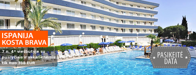 Poilsiaukite Kosta Bravos regione ISPANIJOJE! Savaitės atostogos moderniame 4* viešbutyje, turinčiame SPA, su pusryčiais ir vakarienėmis - tik nuo 342 EUR! Data: 2017 m. spalio 6 d.