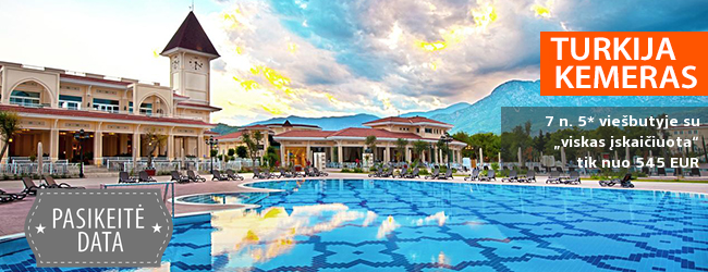 Prabangus poilsis ant jūros kranto ir pramogos KEMERE, Turkijoje! Savaitės atostogos puikiame 5* viešbutyje GURAL PREMIER TEKIROVA su „ultra viskas įskaičiuota“ - tik nuo 545 EUR! Kelionės data: 2018 m. balandžio 20 d
