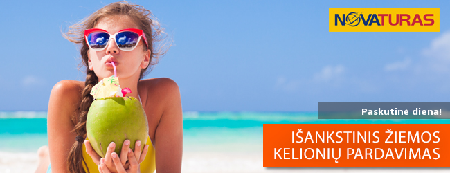 „Novaturo“ žiemos kelionių išankstiniai pardavimai! Pažintinės, poilsinės ir slidinėjimo kelionės. Kelionių pasiūlymai nuo 134 EUR. Liko tik 4 dienos!