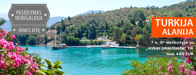 Išskirtinė spalio pabaiga 5* viešbutyje Turkijoje! 7 nakvynės su „ultra viskas įskaičiuota“ tik nuo 465 EUR. Išvykimas: spalio 18 d.