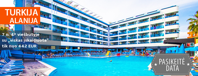 Kokybiškas poilsis TURKIJOJE, mėgaujantis aptarnavimu, SPA ir Antalijos kurortu. Savaitė gerame 4* viešbutyje su „viskas įskaičiuota” - tik nuo 435 EUR! Kelionės data: 2017 m. spalio 17 d.
