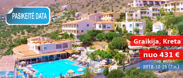 Praleiskite atostogas gėrėdamiesi vaizdinga panorama KRETOJE! 7 naktys labai gerai vertinamame 4* viešbutyje su pusryčiais ir vakariene - tik nuo 471 EUR! Data: 2017 m. rugsėjo 9 d.