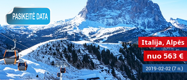 Žiemą sušilkite slidinėdami ITALIJOS Dolomitų kalnuose! Savaitės atostogos žaviame 3* viešbutyje netoli trasų su pusryčiais - tik nuo 399 EUR! Kelionės data: 2017 m. kovo 10 d.