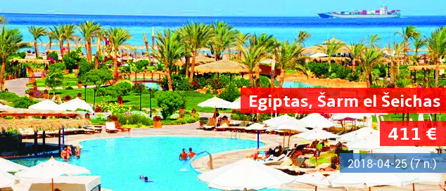 Ekonomiškas poilsio varijantas EGIPTO Šarm el Šeicho kurorte! Savaitė 5* viešbutyje su vandens kalneliais ir maitinimo tipu „24 h viskas įskaičiuota“ - vos nuo 416 EUR! Data: 2017 m. gruodžio 6 d.