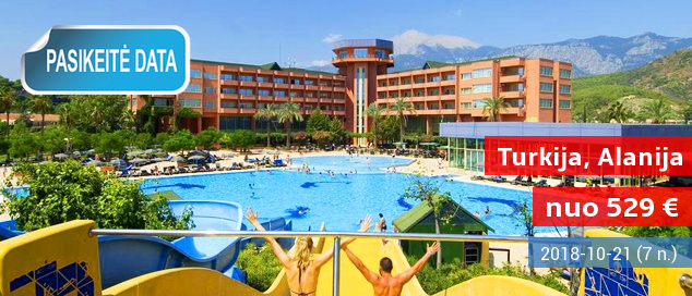 Kaitrios atostogos su šeima TURKIJOJE šalia paplūdimio! 6 naktys daug pramogų siūlančiame 5* viešbutyje su „ultra viskas įskaičiuota” - tik nuo 392 EUR! Kelionės data: 2017 m. rugsėjo 3 d.