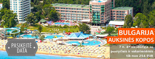Atostogos žalumos apsuptyje prie jūros, BULGARIJOJE! Savaitės poilsis 4* viešbutyje su pusryčiais ir vakarienėmis - tik nuo 373 EUR! Data: 2018 m. liepos 1 d.