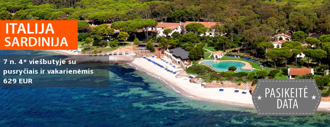 Rafinuotos atostogos romantiškoje Italijos saloje – SARDINIJOJE. Savaitė elegantiškame 4* viešbutyje ant jūros kranto su pusryčiais ir vakarienėmis - 677 EUR! Kelionės data: 2018 m. spalio 10 d.