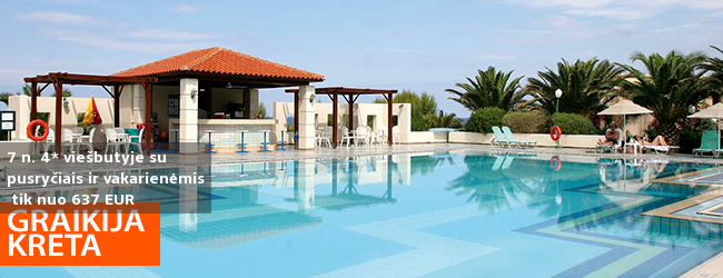 Svajonių atostogos erdvioje jūros pakrantėje žavingoje KRETOS saloje! Savaitės poilsis labai gerame 4* viešbutyje IBEROSTAR CRETA PANORAMA AND MARE su pusryčiais ir vakarienėmis - tik nuo 502 EUR! Kelionės data: 2019 m. gegužės 8 d.