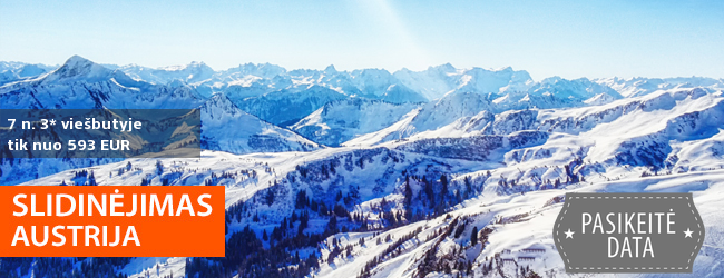 Slidinėjimo kelionė į Austrijos ALPES! Savaitės atostogos ramiame 3* viešbutyje su pusryčiais - tik nuo 340 EUR! Kelionės data: 2019 m. sausio 12 d.