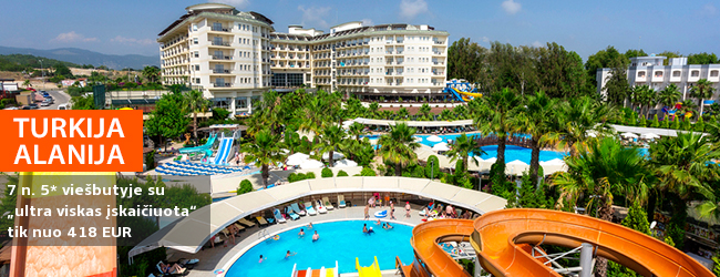 Aktyvios pramogos ir poilsis prie jūros TURKIJOJE! Savaitės poilsis puikiai vertinamame 5* viešbutyje MUKARNAS SPA RESORT „ultra viskas įskaičiuota“ - vos nuo 376 EUR! Išvykimo data: 2018 m. balandžio 11 d.