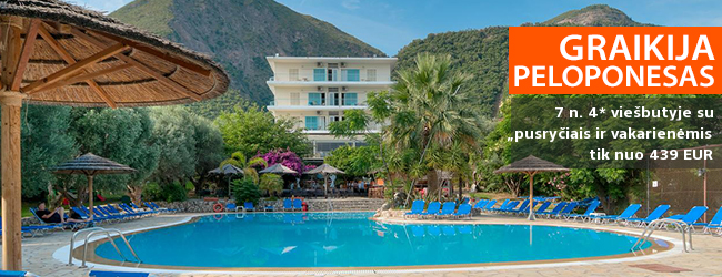 Jaukios atostogos gamtos apsuptyje PELOPONESE, Graikijoje! Savaitės poilsis 4* viešbutyje su pusryčiais ir vakarienėmis - tik nuo 334 EUR! Kelionės data: 2018 m. rugsėjo 1 d.