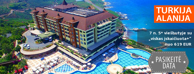 Leiskite sau mėgautis prabangiu poilsiu TURKIJOJE nepaprasto grožio vietoje! Savaitė puikiame 5* viešbutyje UTOPIA WORLD su „ultra viskas įskaičiuota” - nuo 413 EUR! Kelionės data: 2019 m. balandžio 10 d.