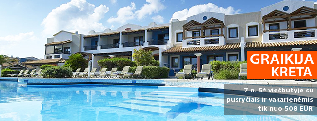 Pasakiškas poilsis Kretos saloje! Savaitė kokybiškame 5* viešbutyje ALDEMAR KNOSSOS ROYAL BEACH RESORT su pusryčiais ir vakarienėmis - vos nuo 493 EUR! Kelionės data: 2018 m. spalio 21 d.