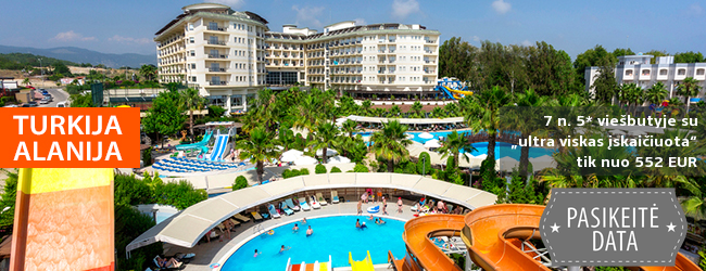 Aktyvios pramogos ir poilsis prie jūros TURKIJOJE! Savaitės poilsis puikiai vertinamame 5* viešbutyje MUKARNAS SPA RESORT „ultra viskas įskaičiuota“ - vos nuo 413 EUR! Išvykimo data: 2018 m. gegužės 31 d.