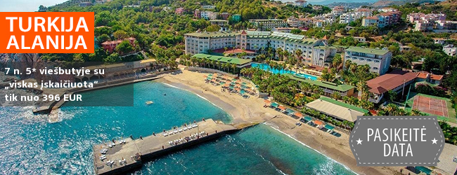 Turiningai praleiskite atostogas žydros jūros pakrantėje TURKIJOJE! Savaitė gerame 5* viešbutyje KEMAL BAY su „viskas įskaičiuota“ - vos nuo 285 EUR! Išvykimo data: 2018 m. gegužės 29 d.