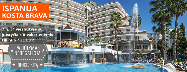 Mėgaukitės saule Santa Susanos kurorte, ISPANIJOJE! Savaitė gerai vertinamame 4* viešbutyje su pusryčiais ir vakarienėmis - tik nuo 497 EUR! Data: 2018 m. rugsėjo 22 d.