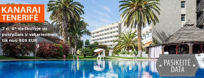 Saldus poilsis Kanaruose – TENERIFĖJE! Savaitės atostogos 4* viešbutyje su pusryčiais ir vakarienėmis tik nuo 498 EUR! Išvykimo data: 2018 m. 27 d.