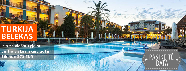 Saulėtas atokvėpis su šeima TURKIJOJE, Beleko kurorte! Savaitės trukmės atostogos 5* viešbutyje ant jūros kranto su „ultra viskas įskaičiuota“ — tik nuo 310 EUR! Kelionės data: 2019 m. balandžio 8 d.