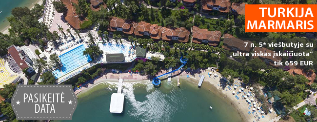 Atpalaiduojantis vasaros poilsis Marmario regione, TURKIJOJE! Savaitės atostogos puikiame 5* viešbutyje ant jūros kranto su „ultra viskas įskaičiuota“ – nuo 522 EUR! Kelionės data: 2019 m. rugsėjo 10 d.