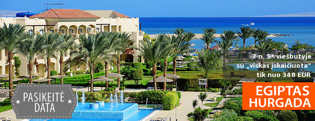 Pasiūlymas išsiilgusiems saulės ir jūros – atostogos HURGADOJE, Egipte! Poilsis 5* viešbutyje JAZ AQUAMARINE RESORT ant jūros kranto su „viskas įskaičiuota“ – nuo 577 EUR! Kelionės data: 2019 m. sausio 12 d.