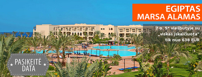Saulės ir pramogų kupinos atostogos EGIPTE, Marse Alame! Savaitės poilsis 5* viešbutyje JAZ LAMAYA RESORT su „viskas įskaičiuota“ – nuo 665 EUR! Kelionės data: 2019 m. kovo 16 d.
