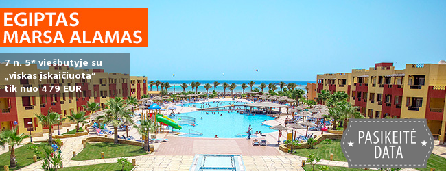 Džiaukitės saule bei puikiu oru EGIPTE! 7 n. Marsa Alamo kurorte, 5* viešbutyje ROYAL TULIP BEACH RESORT su „viskas įskaičiuota“ – nuo 329 EUR! Kelionės data: 2018 m. gruodžio 18 d.