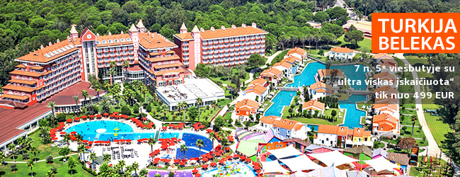 Pramogų kupinas poilsis visai šeimai TURKIJOJE, Beleko kurorte! Savaitės atostogos 5* viešbutyje IC HOTELS SANTAI FAMILY RESORT su „ultra viskas įskaičiuota“ – nuo 397 EUR! Kelionės data: 2019 m. balandžio 5 d.