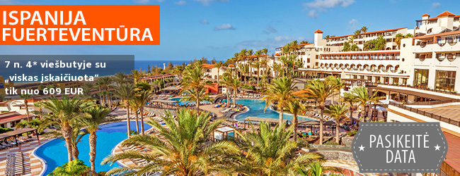 Atpalaiduojančios atostogos Kanaruose, FUERTEVENTŪROJE! Savaitė 4* viešbutyje OCCIDENTAL JANDIA MAR su „viskas įskaičiuota“ – nuo 479 EUR! Kelionės data: 2019 m. sausio 7 d.