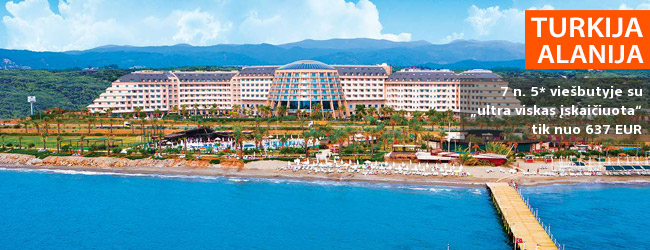 Atostogos dideliame ir šiuolaikiškame 5* viešbutyje Turkijoje! 7 n. LONG BEACH RESORT HOTEL & SPA DELUXE su „ultra viskas įskaičiuota” - tik nuo 334 EUR! Kelionės data: 2019 m. balandžio 7 d.
