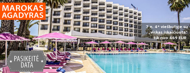 Poilsis netoli paplūdimio egzotiškame MAROKE, Agadyre! Savaitė 4* viešbutyje ROYAL MIRAGE AGADIR su pusryčiais ir vakarienėmis – nuo 676 EUR! Kelionės data: 2019 m. vasario 28 d.