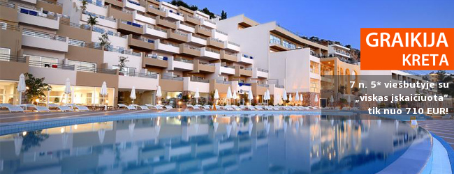 Kokybiškas poilsis dieviškoje Kretoje! Savaitė 5* viešbutyje su „viskas įskaičiuota“ - tik nuo 414 EUR! Kelionės data: 2019 m. gegužės 7 d.