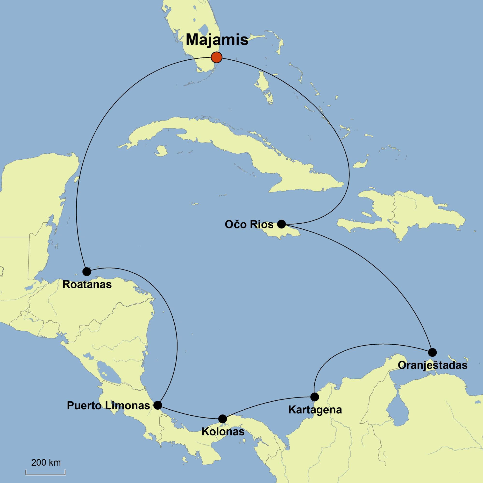 Spalvingasis Kruizas Aplankant Jamaik Arub Kolumbij Panam Kost 